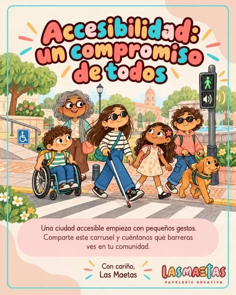Ilustración «Accesibilidad: un compromiso de todos» con una familia en la calle